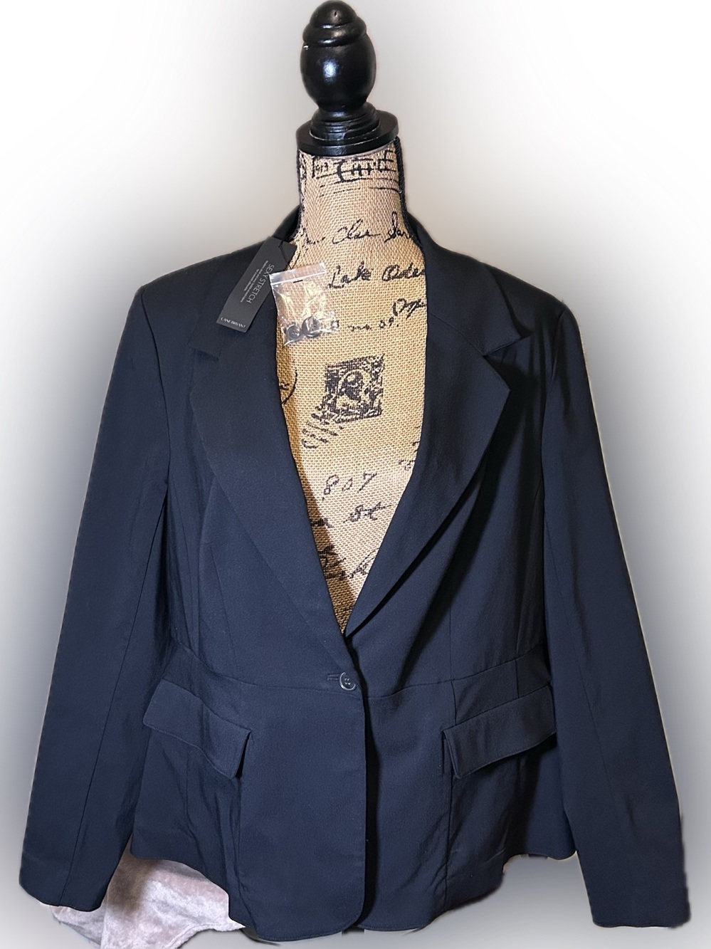NWT Lane Bryant Sexy Stretch Black Modern Classic Sleek Office Blazer Jacket 22 - Picture 3 of 11